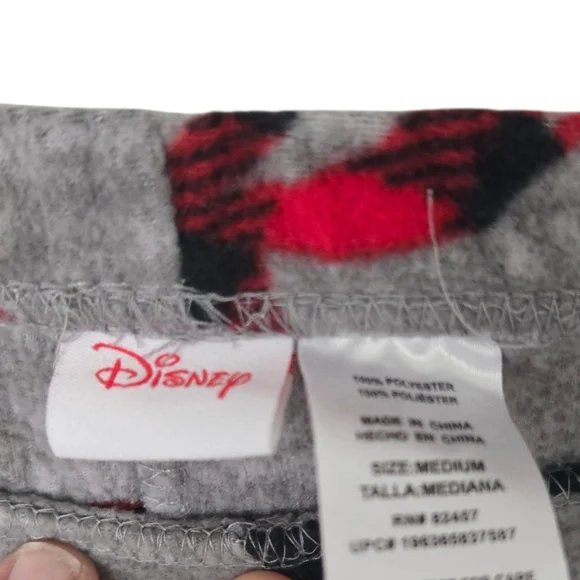 Disney Mickey Mouse Pajama Bottoms - Gray and Red Size Medium - Picture 2 of 3